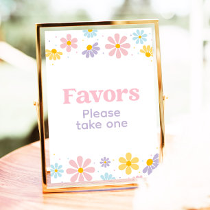 Pastel Daisy Flower Birthday Favours Sign