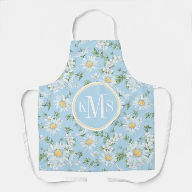 Pastel Daisy Flower Garden Pattern Apron (Front)