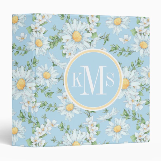 Pastel Daisy Flower Garden Pattern Binder (Front/Spine)