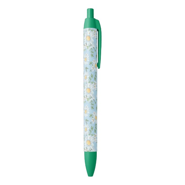 Pastel Daisy Flower Garden Pattern Black Ink Pen (Bottom (Vertical))