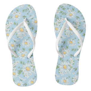 Pastel Daisy Flower Garden Pattern Flip Flops