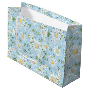 Pastel Daisy Flower Garden Pattern Large Gift Bag