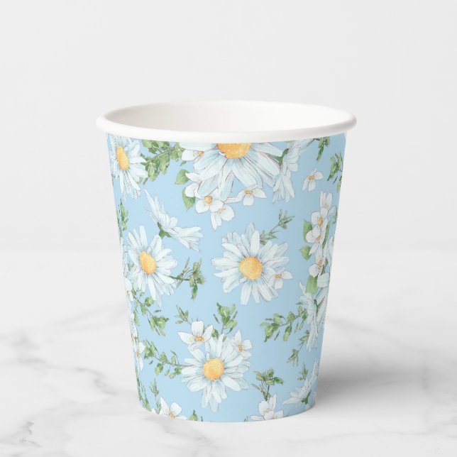 Pastel Daisy Flower Garden Pattern Paper Cups (Front)