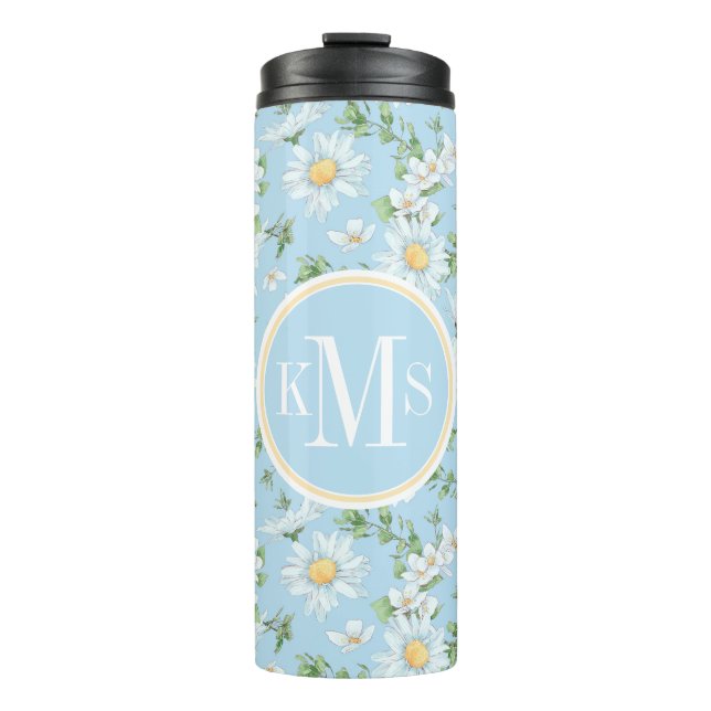Pastel Daisy Flower Garden Pattern Thermal Tumbler (Front)