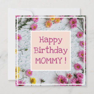 Pastel Daisy Flowers Marbled Cute Lovely Birthday Card