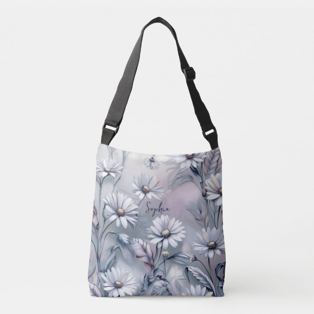 Pastel Daisy Flowers Spring Summer Personalize  Crossbody Bag (Front)