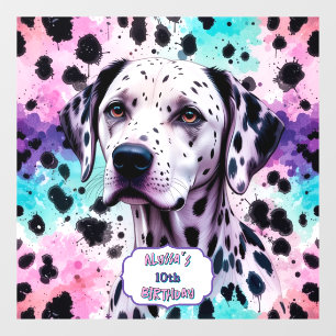 Pastel Dalmatian Dog Birthday Party Window Cling