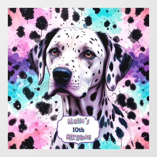 Pastel Dalmatian Dog Birthday Party Window Cling (Sheet)