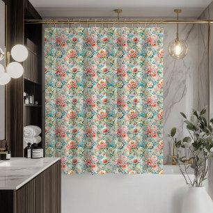 Pastel Damask Curtain Rococo Elegance for Bath