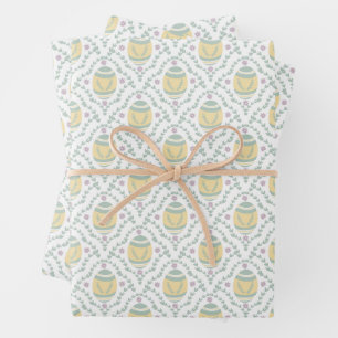 Pastel Damask Easter Eggs Pattern Wrapping Paper
