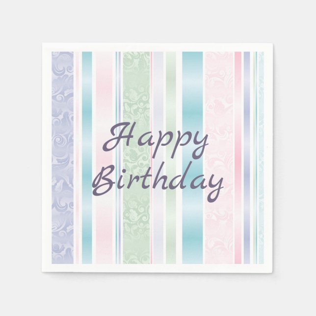 Pastel Damask For Birthday Napkin (Front)