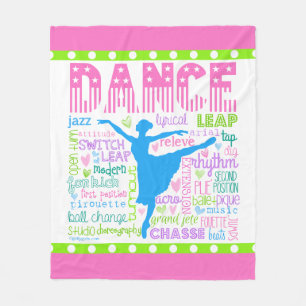 Pastel Dancer Words Typography Fleece Blanket