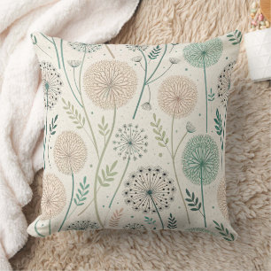 Pastel Dandelion Dreams – Whimsical Floral (2) Throw Pillow