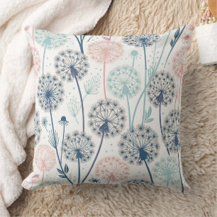 Pastel Dandelion Dreams – Whimsical Floral Throw Pillow