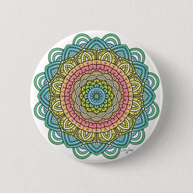Pastel Defleur Mandala 2 Inch Round Button (Front)