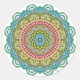 Pastel Defleur Mandala Classic Round Sticker