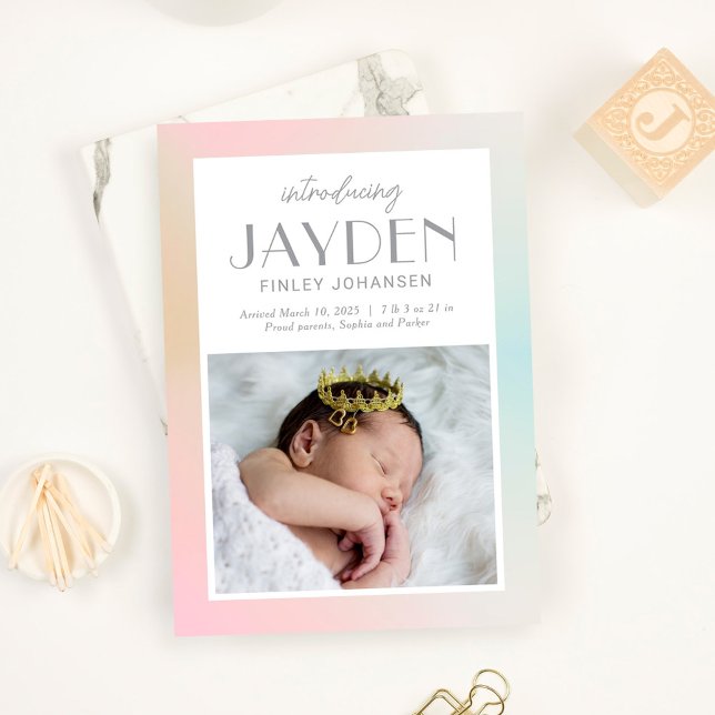 Pastel Delight Baby Birth Announcement (Creator Uploaded)