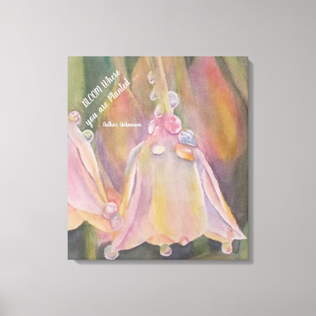 Pastel Dew Dropped Bell Flowers in Watercolors Canvas Print (Front)