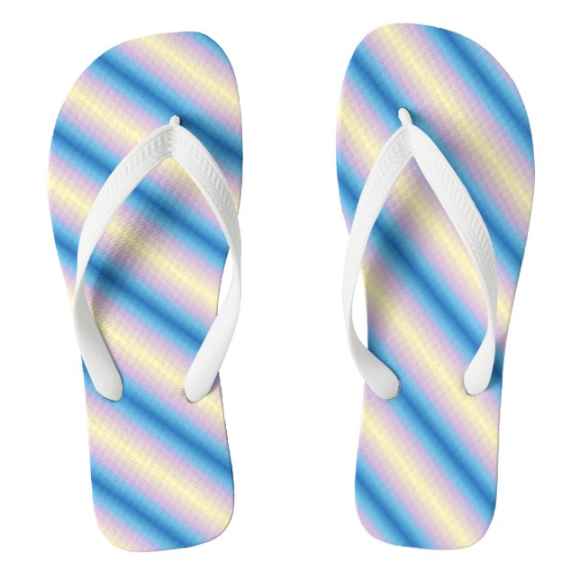 Pastel Diagonal Stripes Flip Flops (Footbed)