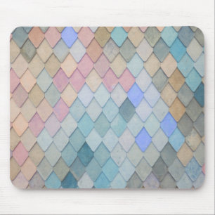 Pastel Diamond Pattern Mermaid Blue Green Pink Mouse Pad