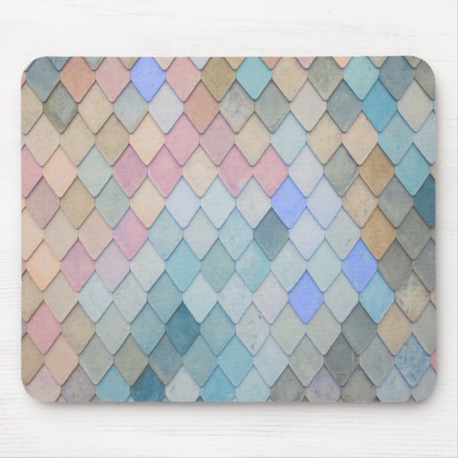 Pastel Diamond Pattern Mermaid Blue Green Pink Mouse Pad (Front)