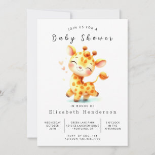 Pastel Digital Giraffe Baby Shower Invitation