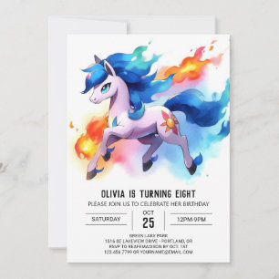 Pastel Digital Horse Birthday Invitation