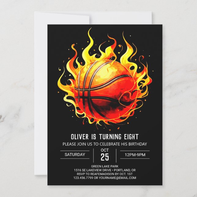 Pastel Digital Sport Basketball Birthday Invitation (Front)