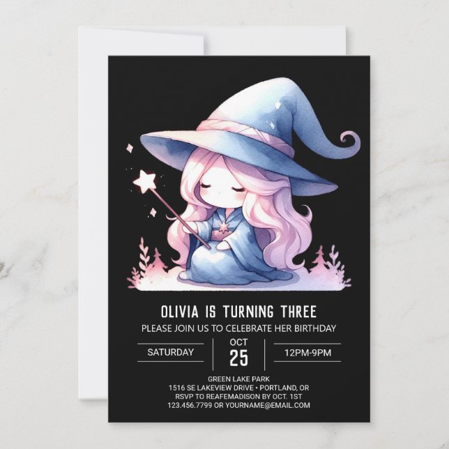 Pastel Digital Wizard Birthday Invitation (Front)
