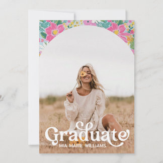 Pastel Ditsy Floral Graduation Invitation Editable