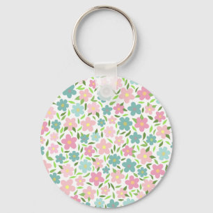 Pastel Ditsy Floral Shabby Chic Coquette Keychain