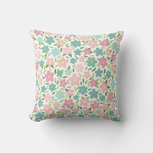 Pastel Ditsy Floral Shabby Chic Coquette Throw Pillow