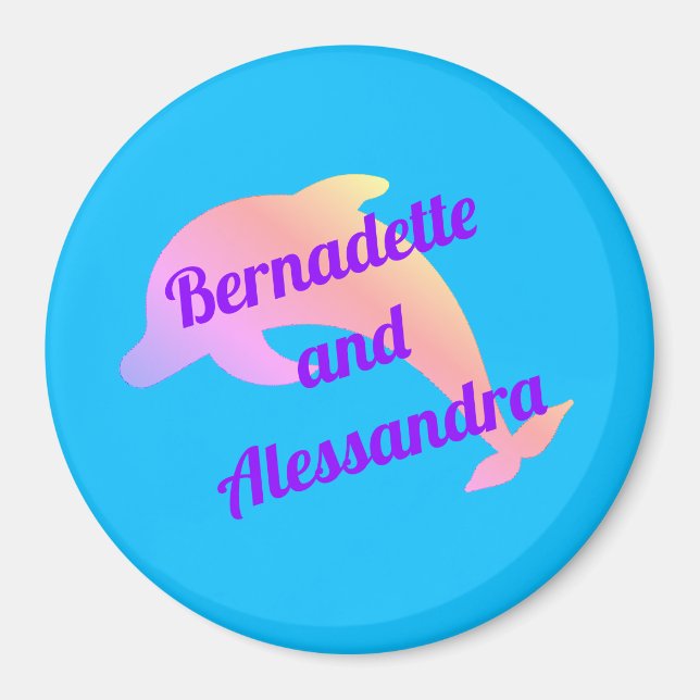 Pastel Dolphin Personalized Stateroom Door Marker Magnet (Front)