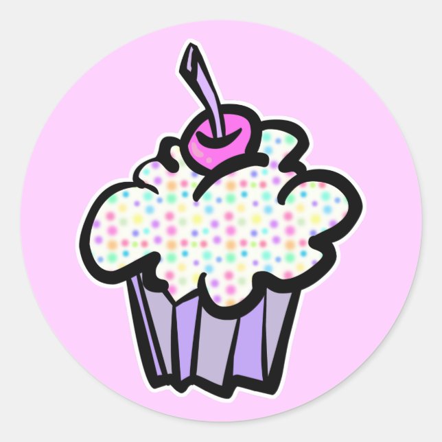 pastel dots cupcake classic round sticker (Front)