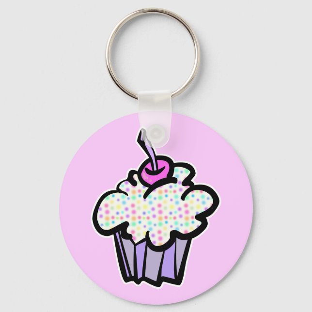 pastel dots cupcake keychain (Front)