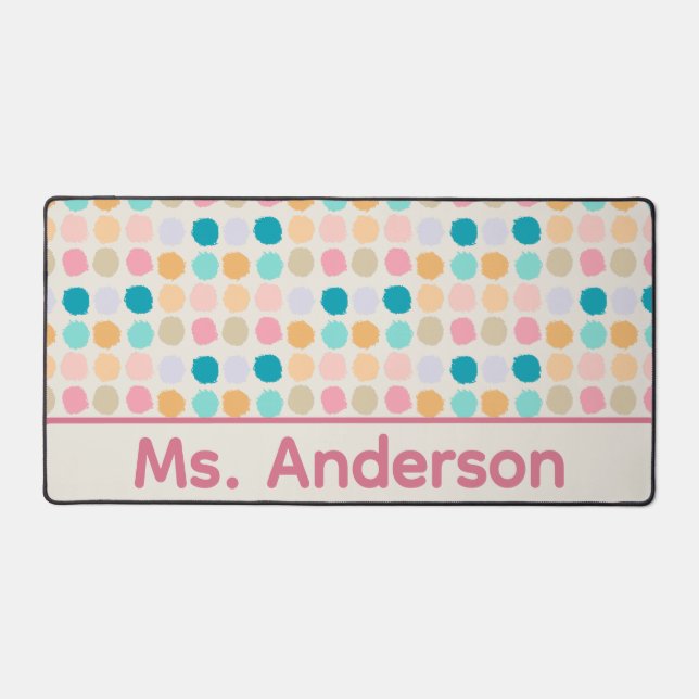 Pastel Dots Personalized Desk Mat (Front)