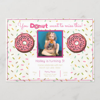 Pastel Doughnut Birthday Party Photo Invitation