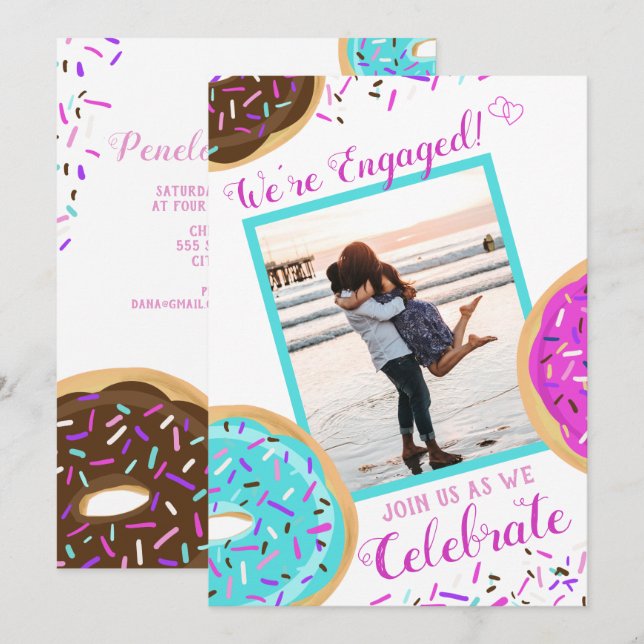 Pastel Doughnut Engagement Party Invitation (Front/Back)