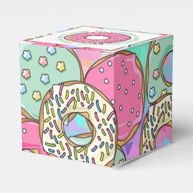 Pastel Doughnuts Birthday Party Theme Favor Box (Front Side)