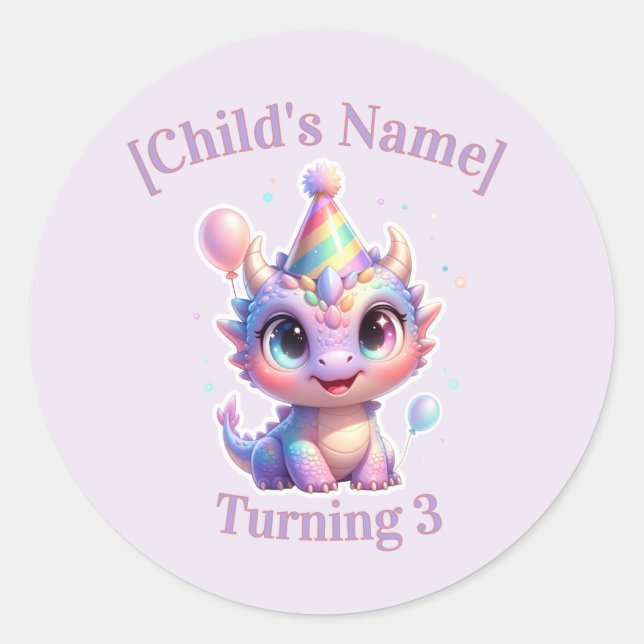 Pastel Dragon Birthday Adventure Envelope Seal (Front)