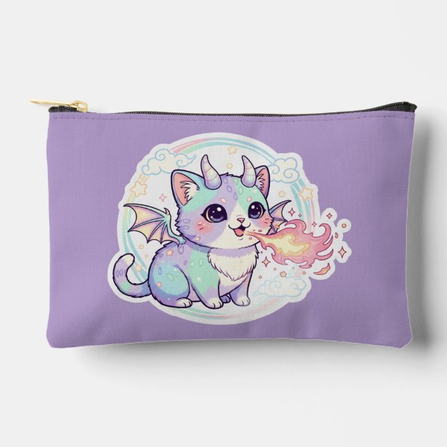 Pastel Dragon Kitty Accessory Pouch (Front)