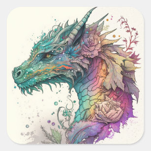 Pastel Dragon Square Sticker