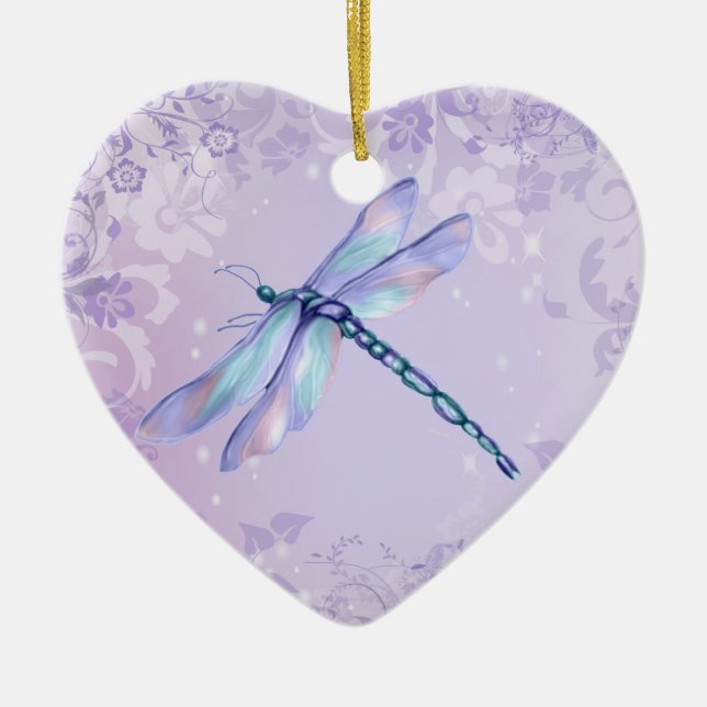 Pastel Dragonfly Ceramic Ornament (Front)