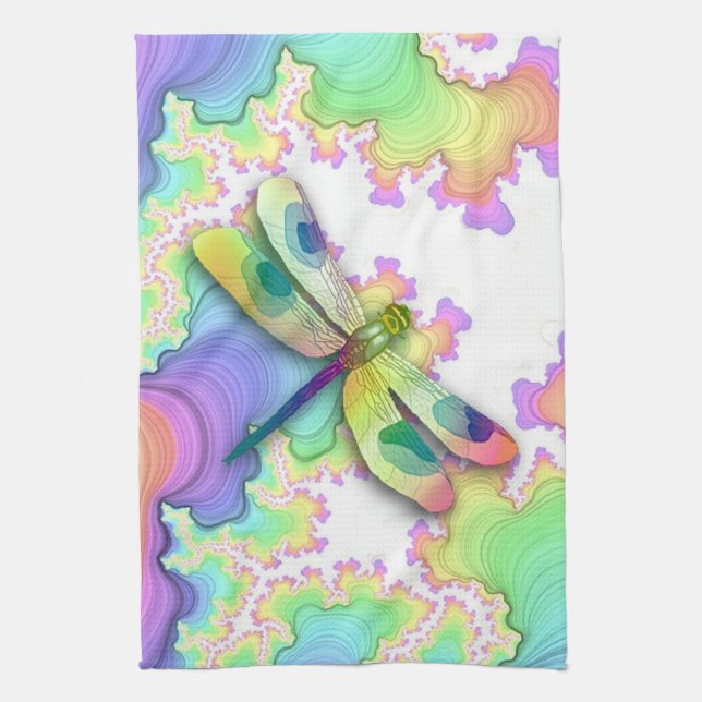 Pastel Dragonfly Kitchen Towel (Vertical)