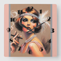 Pastel Drawing 1920's Flapper Girl Smoking II