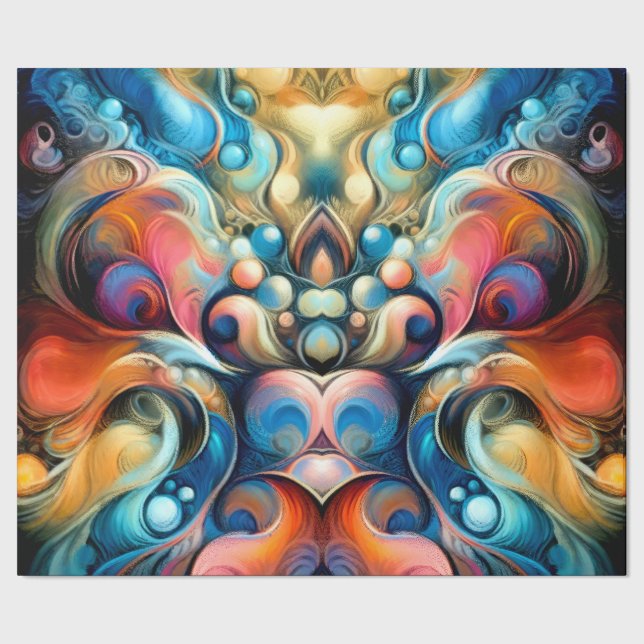 Pastel Drawing Abstract Bubbly Organic Colourful Wrapping Paper (Seam)