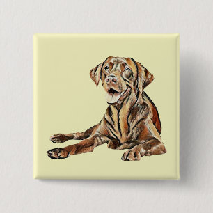 Pastel Drawing Chocolate Lab Pin Button