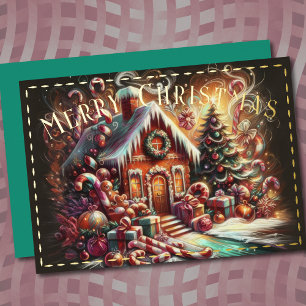 Pastel Drawing Christmas Holiday Gingerbread House