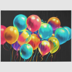 Pastel Drawing Colorful Joyful Bouquet of Balloons Tissue Paper