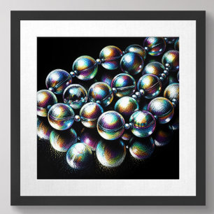 Pastel Drawing Iridescent Beads on Black Poster